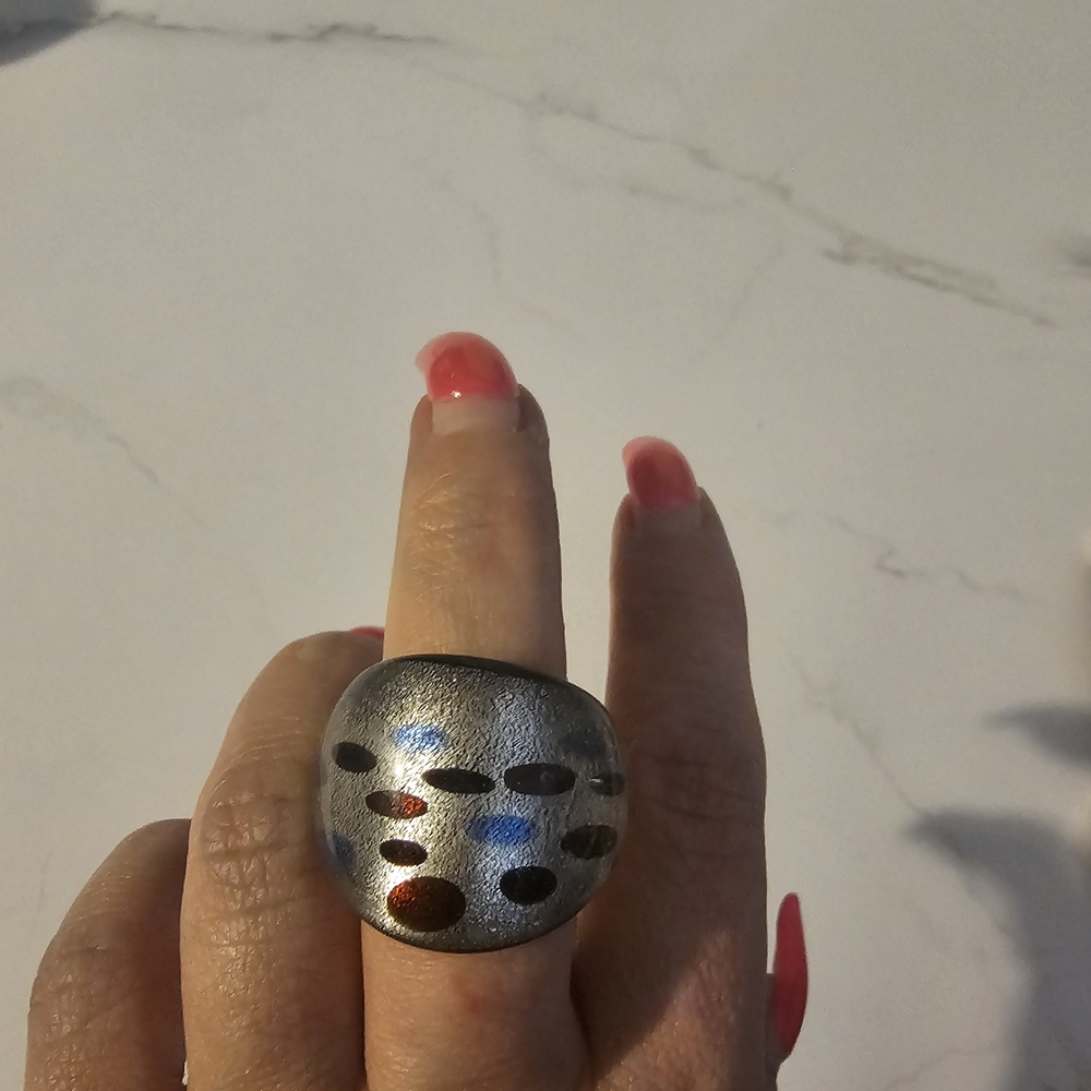 Murano Silver and Blue Artistic Ring
